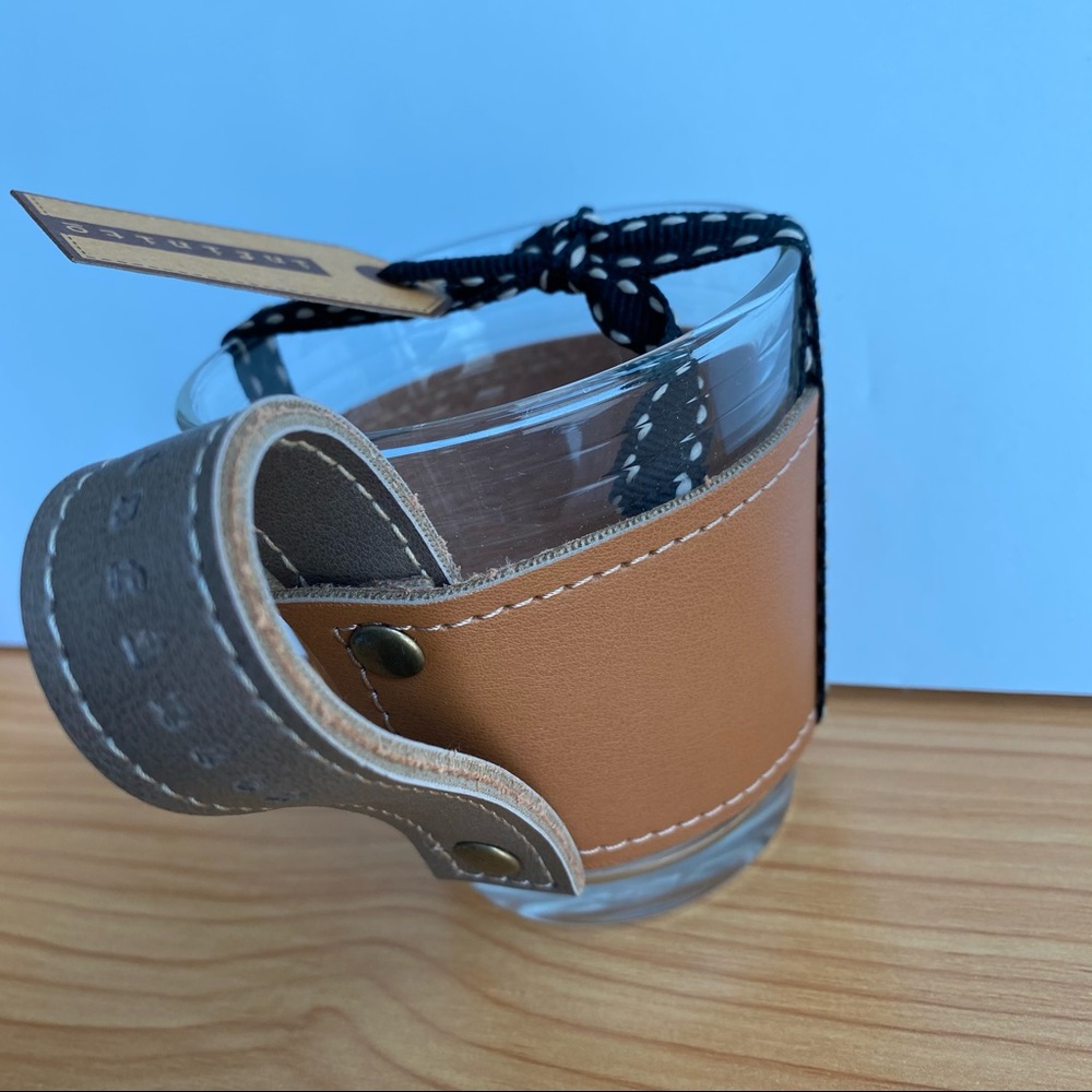 Leather Holder Sleeve and Glass Cup - Picture 7 of 9